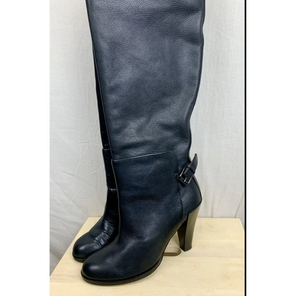 Country Road Black Knee High Heeled Boots Size 38 - Picture 1 of 9